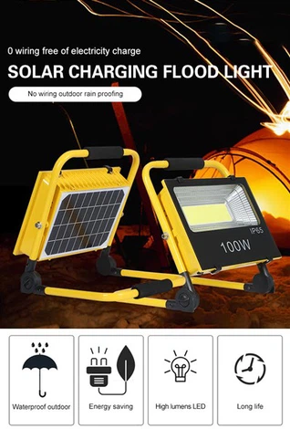Holofote solar portátil de emergência para exterior