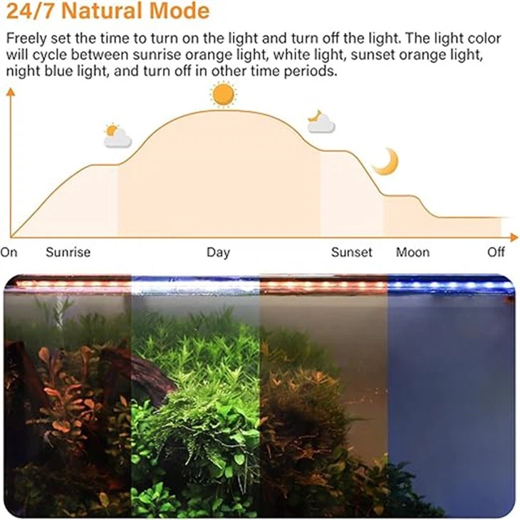 Hygger Submersible LED Aquarium Light, 8W 7 in 24/7 Mode Fish Tank Light With 5 Rows Beads factory