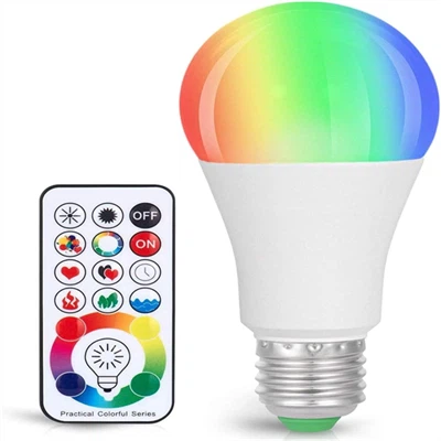 Lâmpada de mudança de cor, 820LM regulável E26 10W RGB