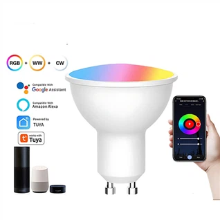 Lâmpadas LED RGB CW com sensor inteligente: 5-9W, GU10/MR16, escurecimento de voz/WiFi/Bluetooth